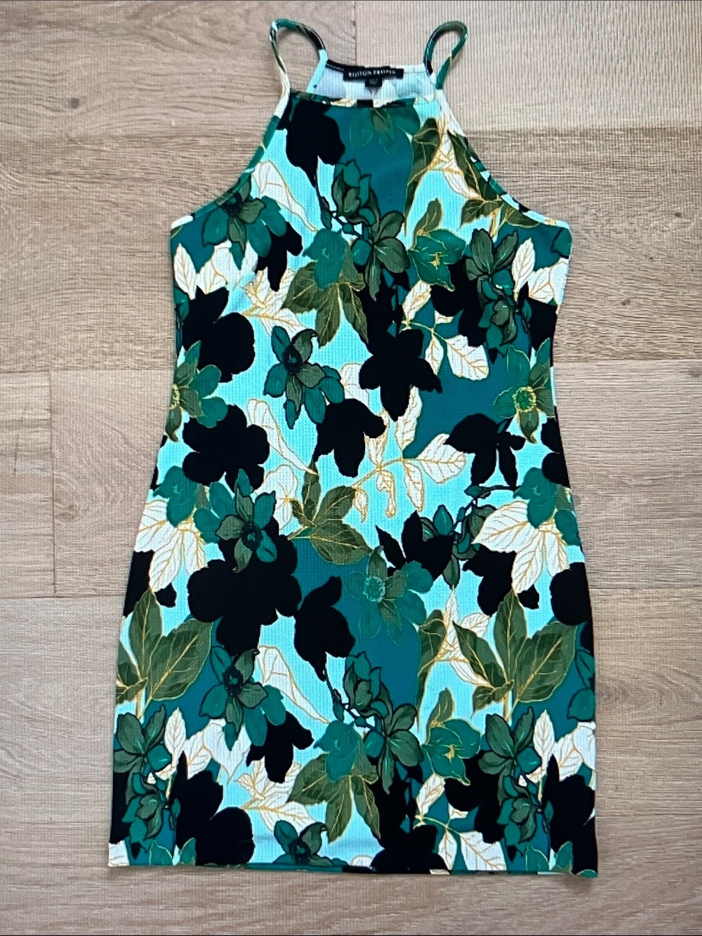 Boston Proper Mint and Cream Floral Dress